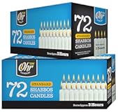OHR CANDLES Shabbat Candles&comma; Traditional Shabbos Candles&comma; 3 Hour&comma; 72 Count &lpar;Pack of 2&rpar; &lpar;144 Count&rpar;