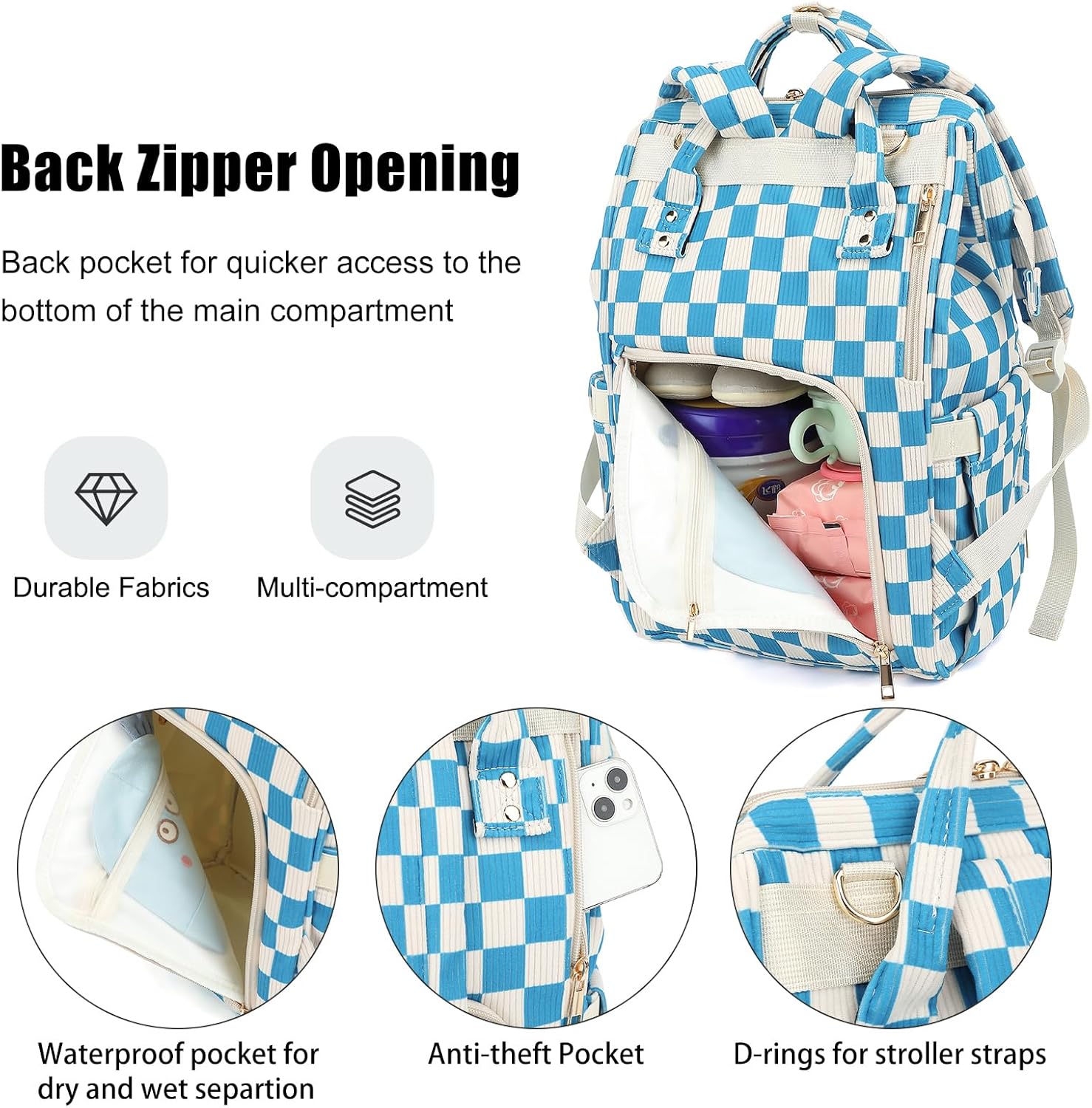 ベビーおむつバッグ バックパック ママ用 大容量 旅行用おむつバッグ 男の子&amp;女の子用 ベビーカーストラップ付き