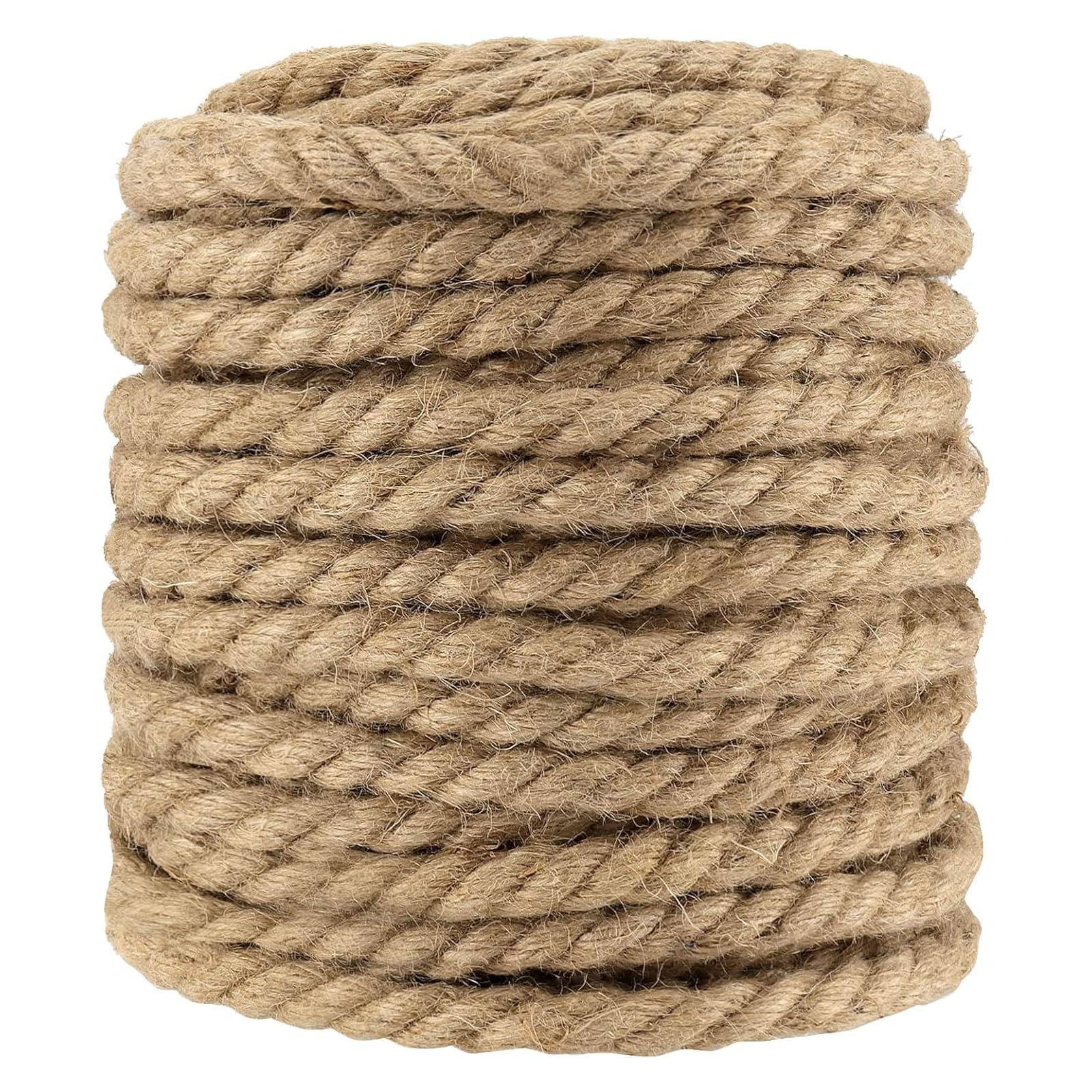 10mm Jute Hemp Rope, 50m/164Feet Twisted Natural Jute Twine String, Manila Rope for Gardening, Camping, Decorating, Bundling