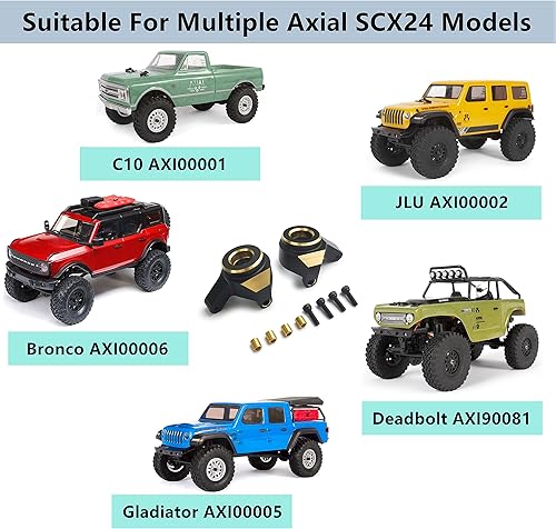 Miniatura 3 de MORLORDY 2 nudillos de dirección delantera de latón RC para 124 RC Crawler Car SCX24, accesorios de actualizaciones, color negro