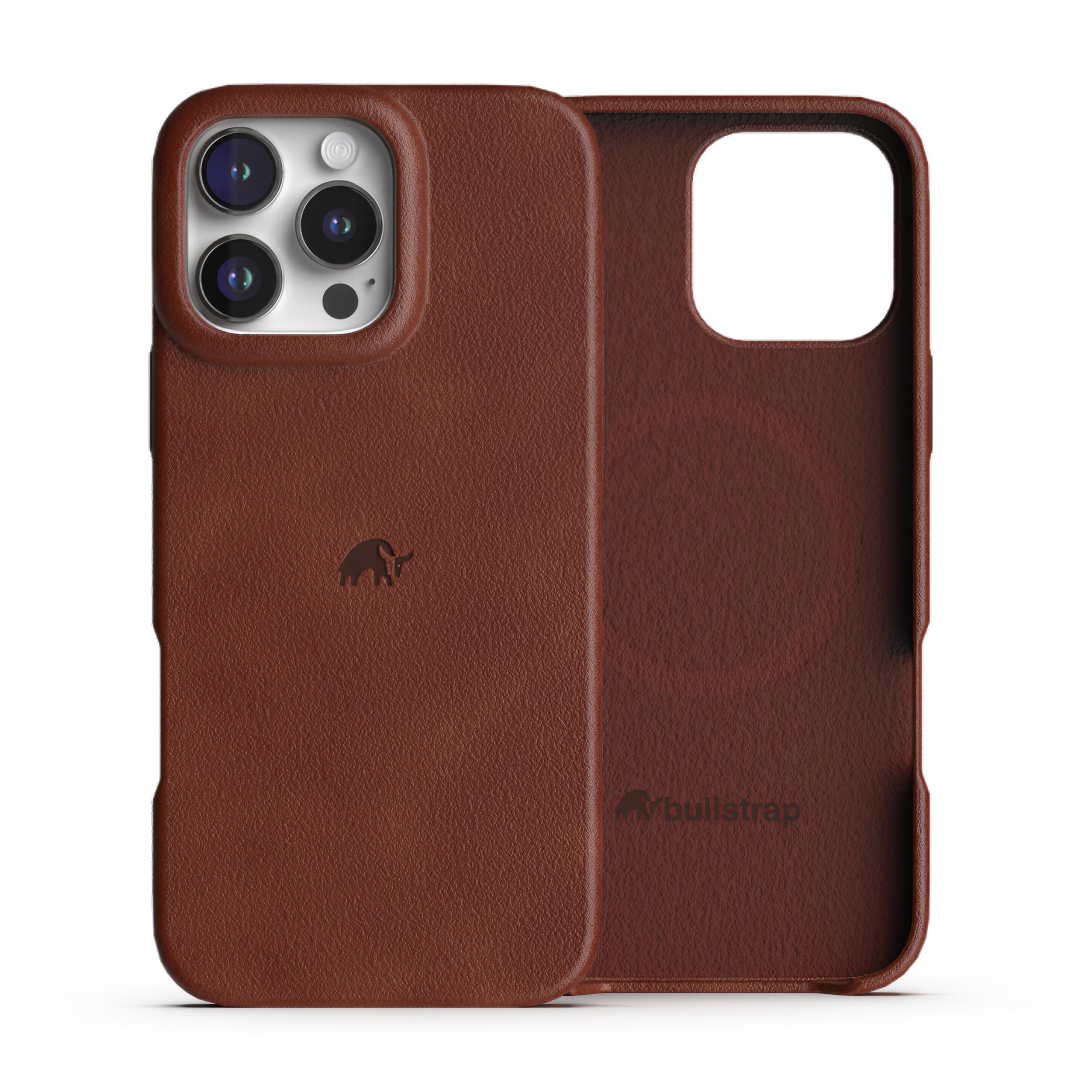 Bullstrap Minimalist Open Bottom Handcrafted Leather Case for iPhone 15 Pro | MagSafe Compatible Premium Full-Grain iPhone 15 Pro Leather Case w/