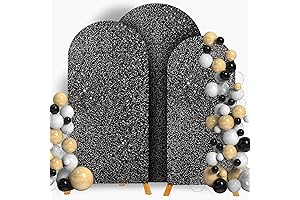 Leepiya Sequin and Fabric Arch Cover, 3-Piece, 6FT-2FT Sequin