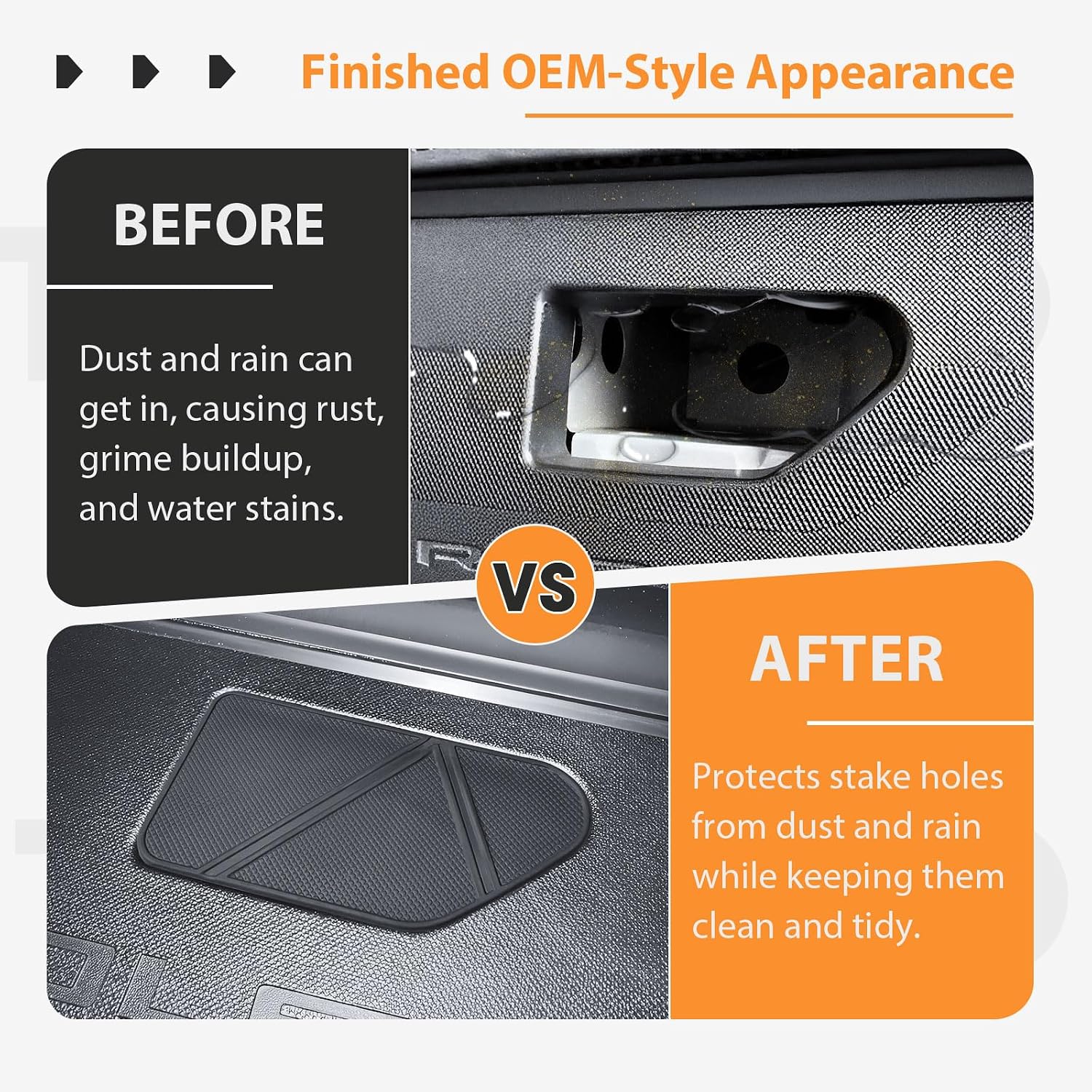 Bed Rail Stake Pocket Covers Compatible with Chevy Silverado EV 2024-2026 /GMC Sierra EV 2024-2026 Accessories Rear Holes Truck Bed Rail Hole Plugs Stake Pocket Caps Cover TPE Material