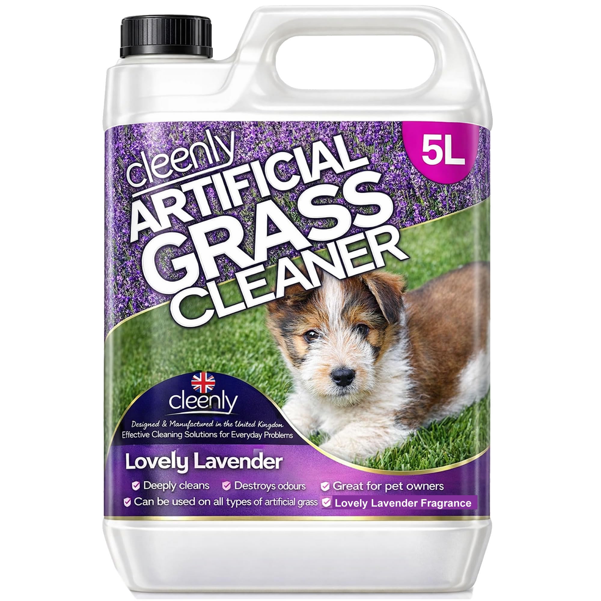 Cleenly Artificial Grass Cleaner for Dogs - Eliminates Pet Urine Stains and Odours - Lavender Fragrance (5 Litres)