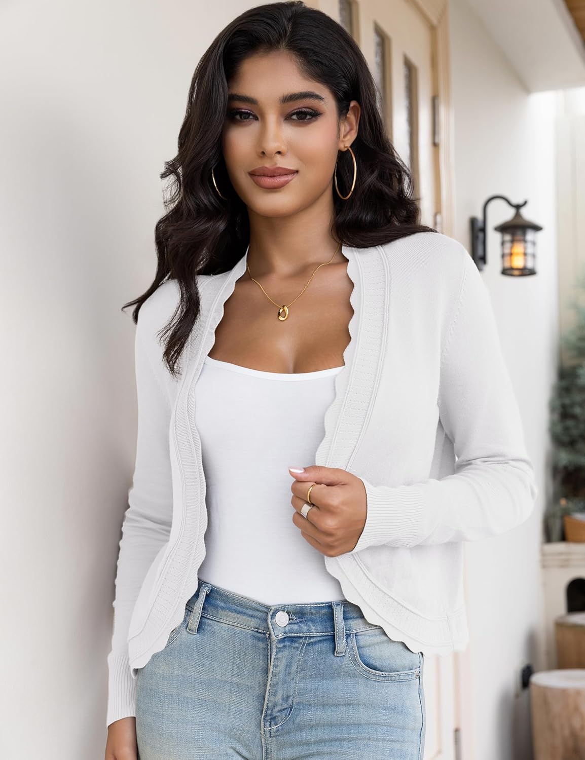 OmicGot Women's Long Sleeve Cardigan Sweaters Open Front Cropped Bolero Shrugs for Dresses S-XL - Image 4