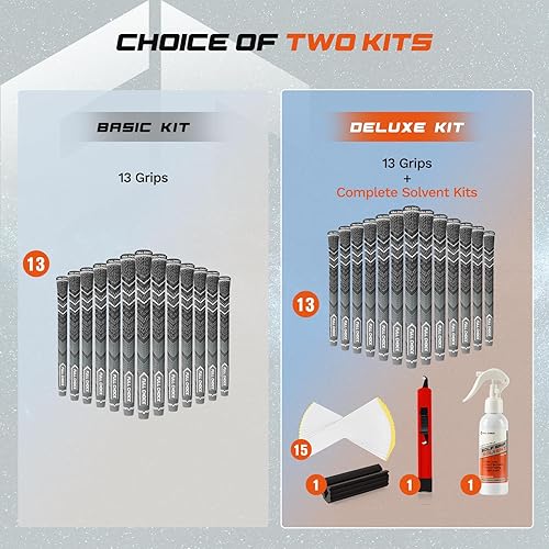 Miniatura 5 de Paquete de 13 empuñaduras de golf con cable cruzado, diseño de cono bajo, elige entre 13 agarres o 13 agarres con todos los kits, 3 tamaños y 5