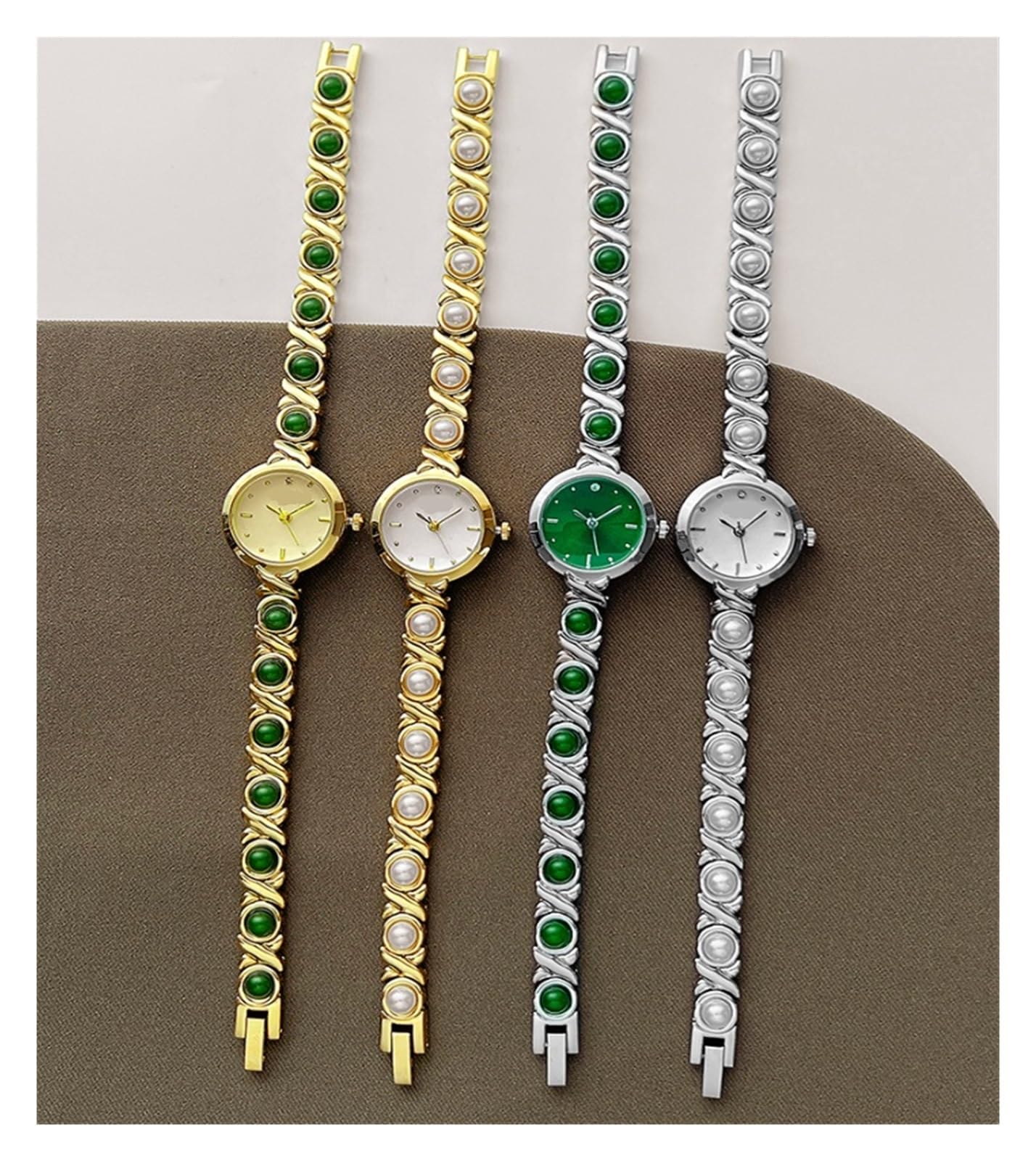 Montres élégantes for Femmes, Vintage, Bracelet de Perles, Luxe, Rond, étanche, Quartz for Dames