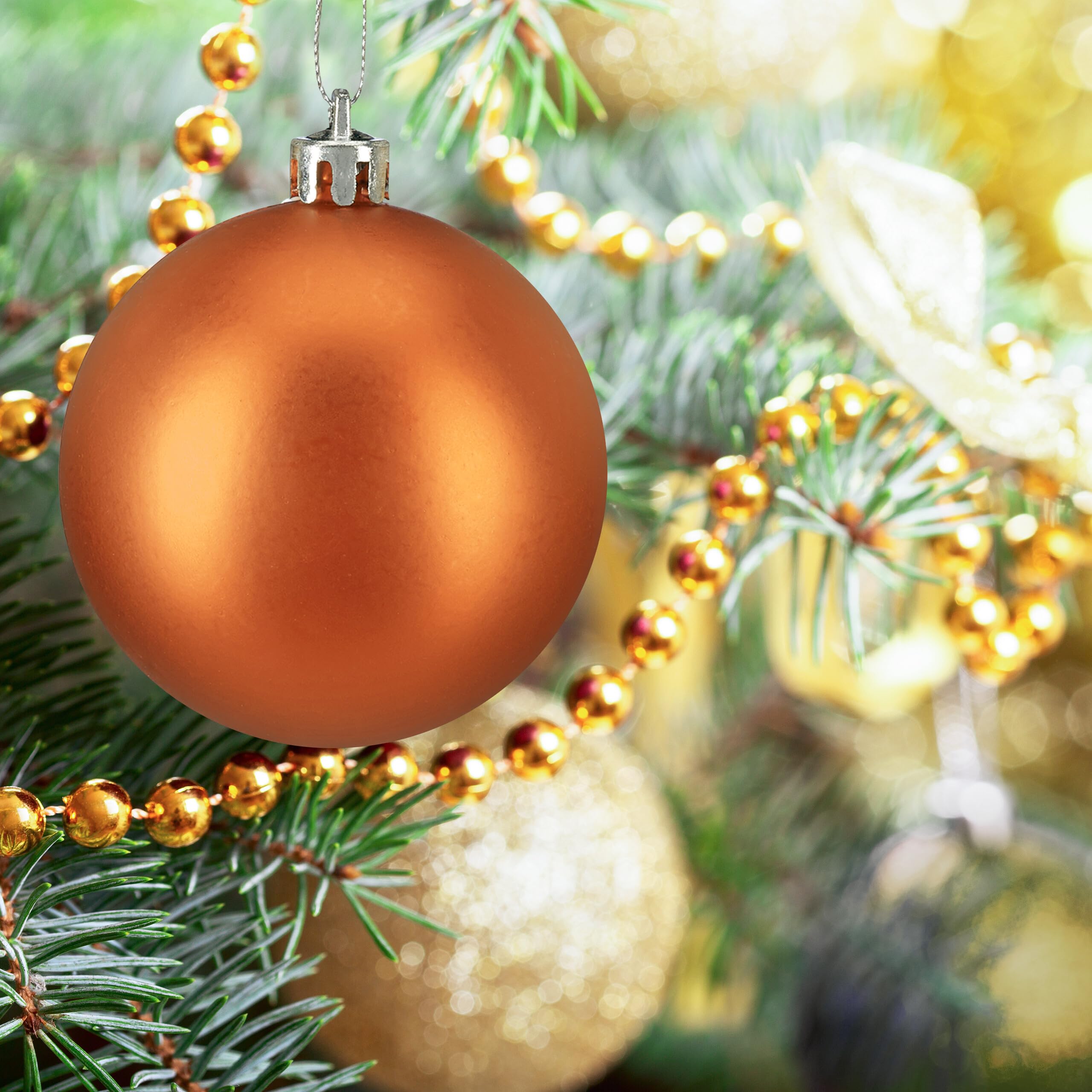 Relaxdays Palline di Natale, Set da 100 Palle Albero, Addobbi Natalizi, ∅ 6 cm, Sfere in Plastica Lucida, Arancione