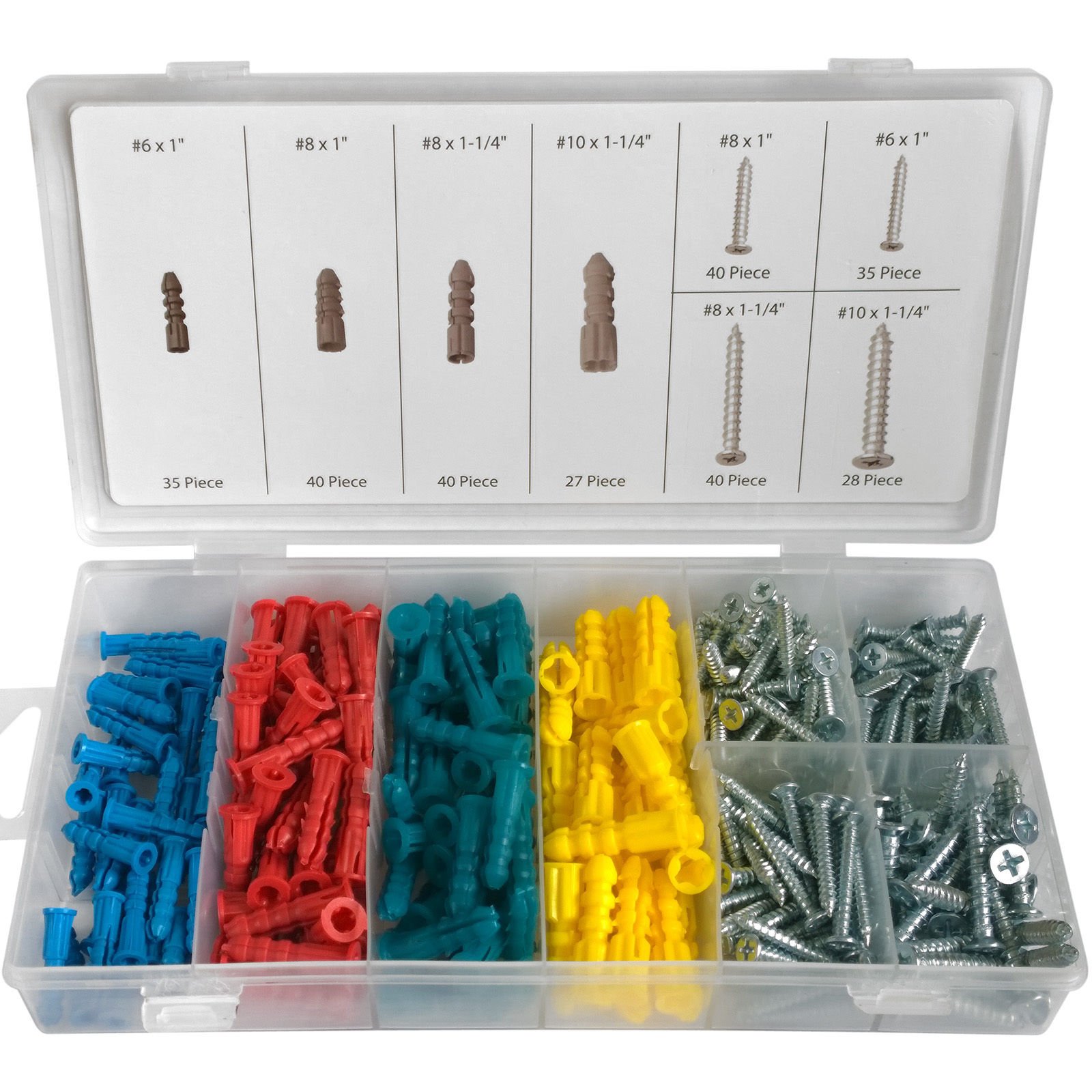 Zoex(™) New 285pcs Rawlplugs and Screws set Wall Plugs. Assorted Raw Rawl Plugs with Screws