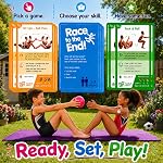 Shuffle Up Gymnastics Jeux de cartes - 70+ Amusant & Cartes de compétences actives pour les enfants, cartes de fitness développer des fondamentaux, l'endurance & La force, facile à jouer pour les enfants. Carte de niveau de compétence multiple inclus 2 Dies