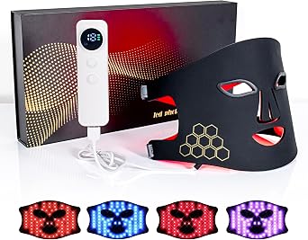 Derlights LED Beauty Mask Red Light Mask with 4-Color LED Light, Skin Care, Face Care, Timer Function, Womens Skin Treatment Mask with Near-Infrared Light