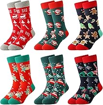 BONANGEL 6 Pairs of Cotton Christmas Socks for Boys and Girls Santa Claus, Reindeer, Snow Socks Gifts for Boys and Girls
