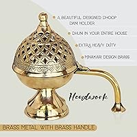 Vista 3 de Pure Source India Dhoop Dani de latón Soporte para Bakhoor Quemador Loban Soporte para incienso, 8 pulgadas (21.16 oz)