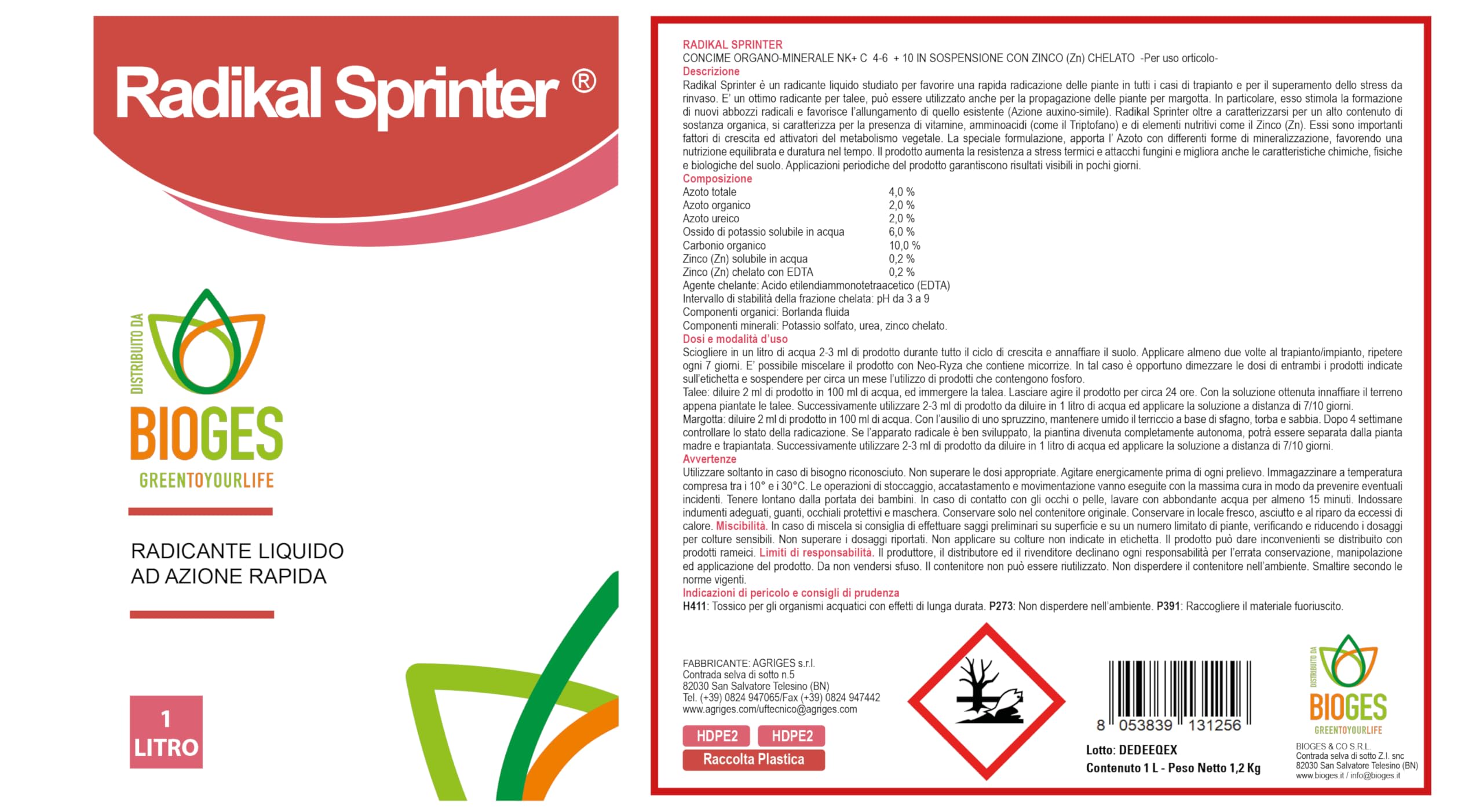 Radikal Sprinter - Radicante Liquido per Piante, Talee e Margotte