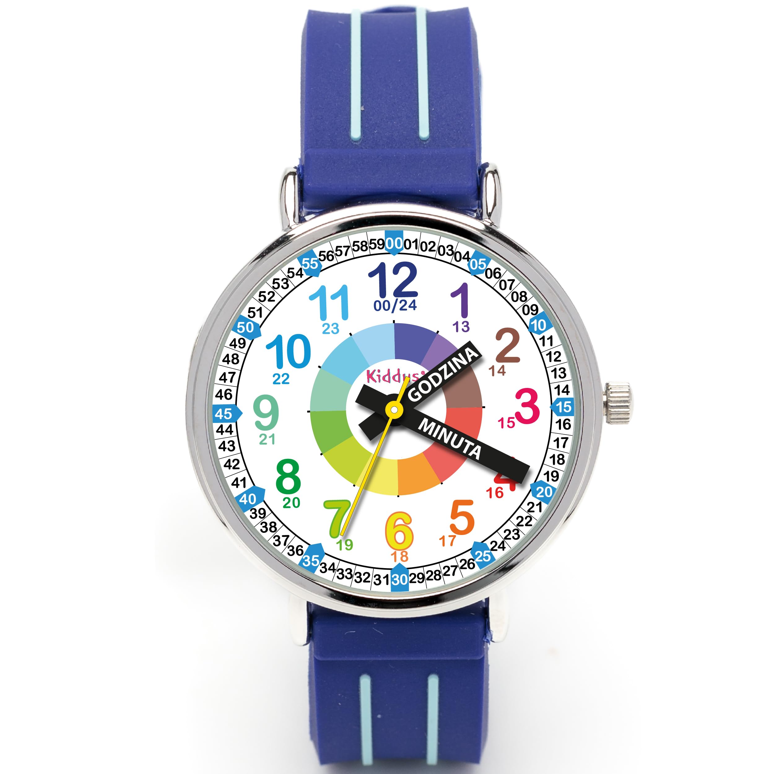 Kiddus Reloj Educativo Infantil para Niño y Niña a Partir de 5 Años, Sumergible 5ATM, Reloj Analógico para Aprender la Hora, Mecanismo Japonés