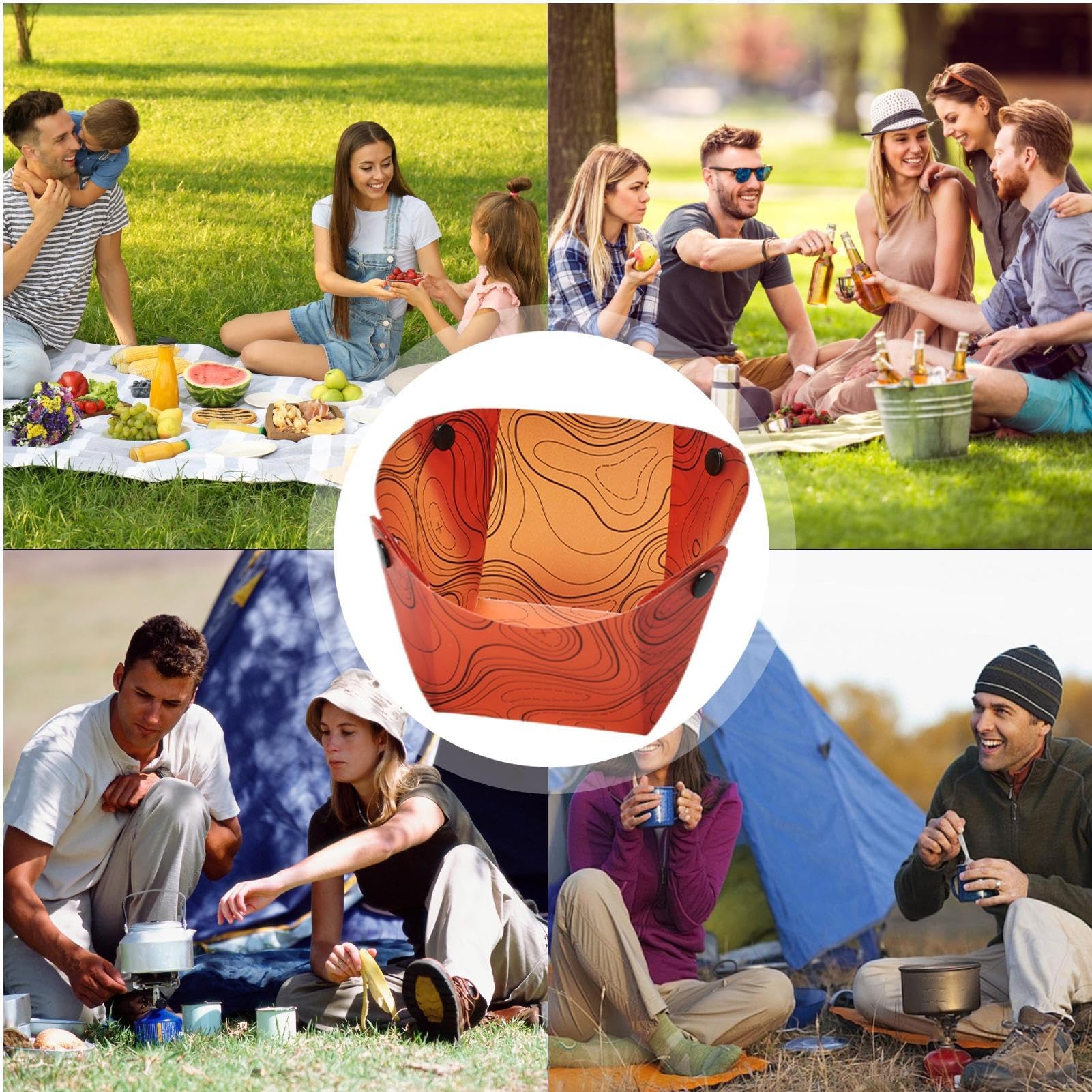 Assiette pliable – Bassine de camping portable pour cuisine en plein air, idéale pour les réunions de famille, les voyages, l'escalade et les pique-niques