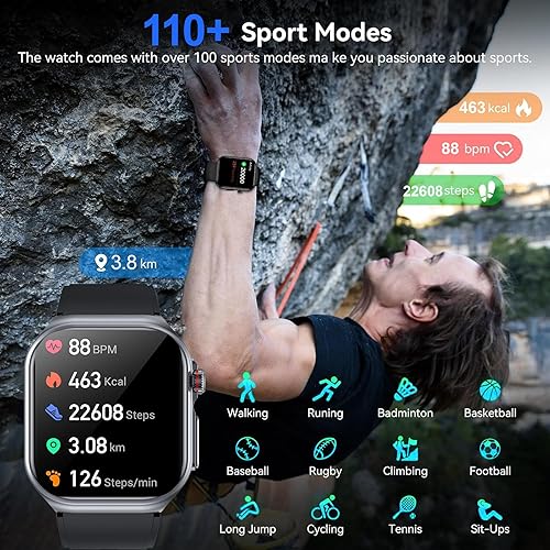 Miniatura 4 de Reloj inteligente AI para hombres y mujeres, reloj de salud con pantalla de 1.87 pulgadas con llamadas, monitor de frecuencia cardíaca y sueño, más