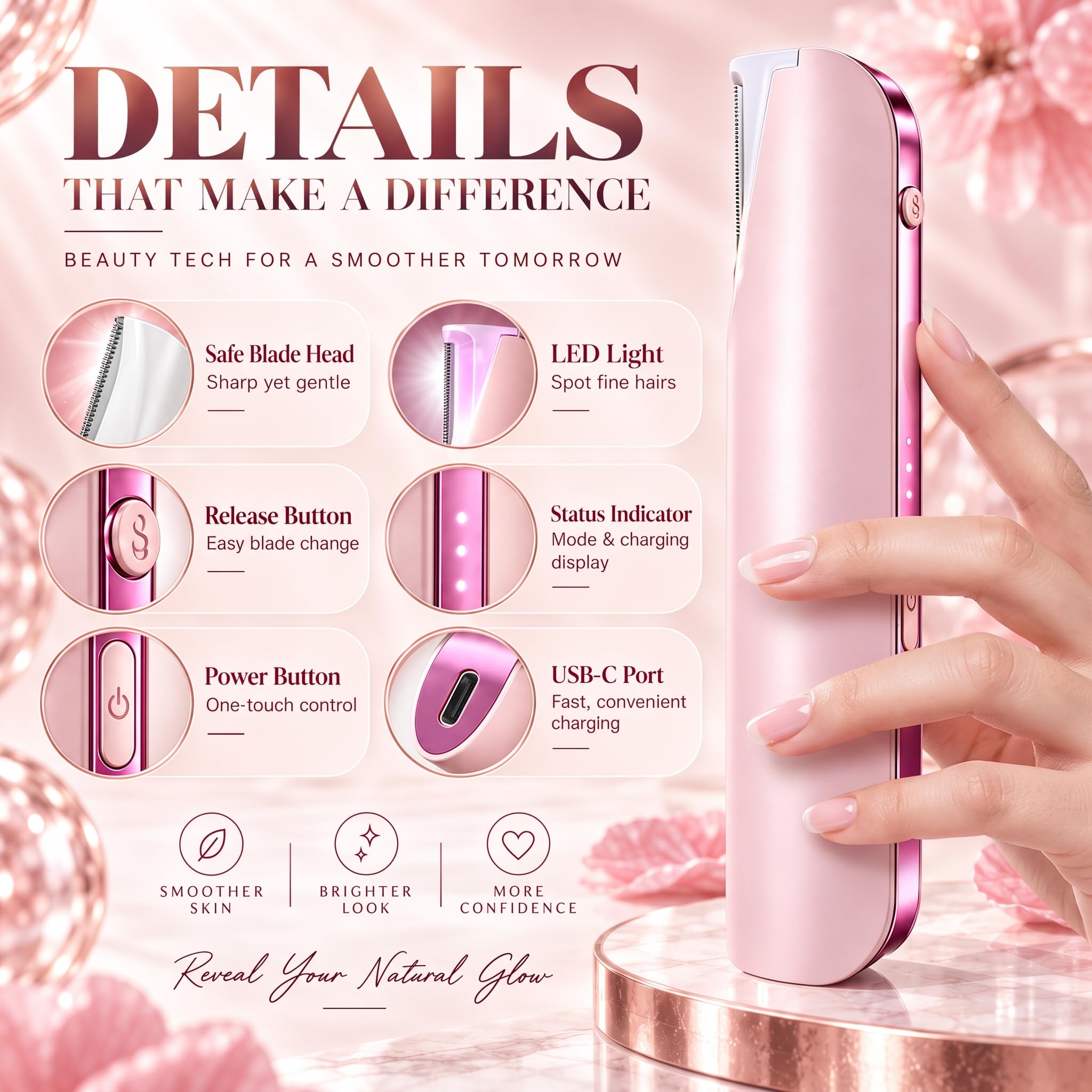 Maquinillas de afeitar eléctricas para mujer, color rosa