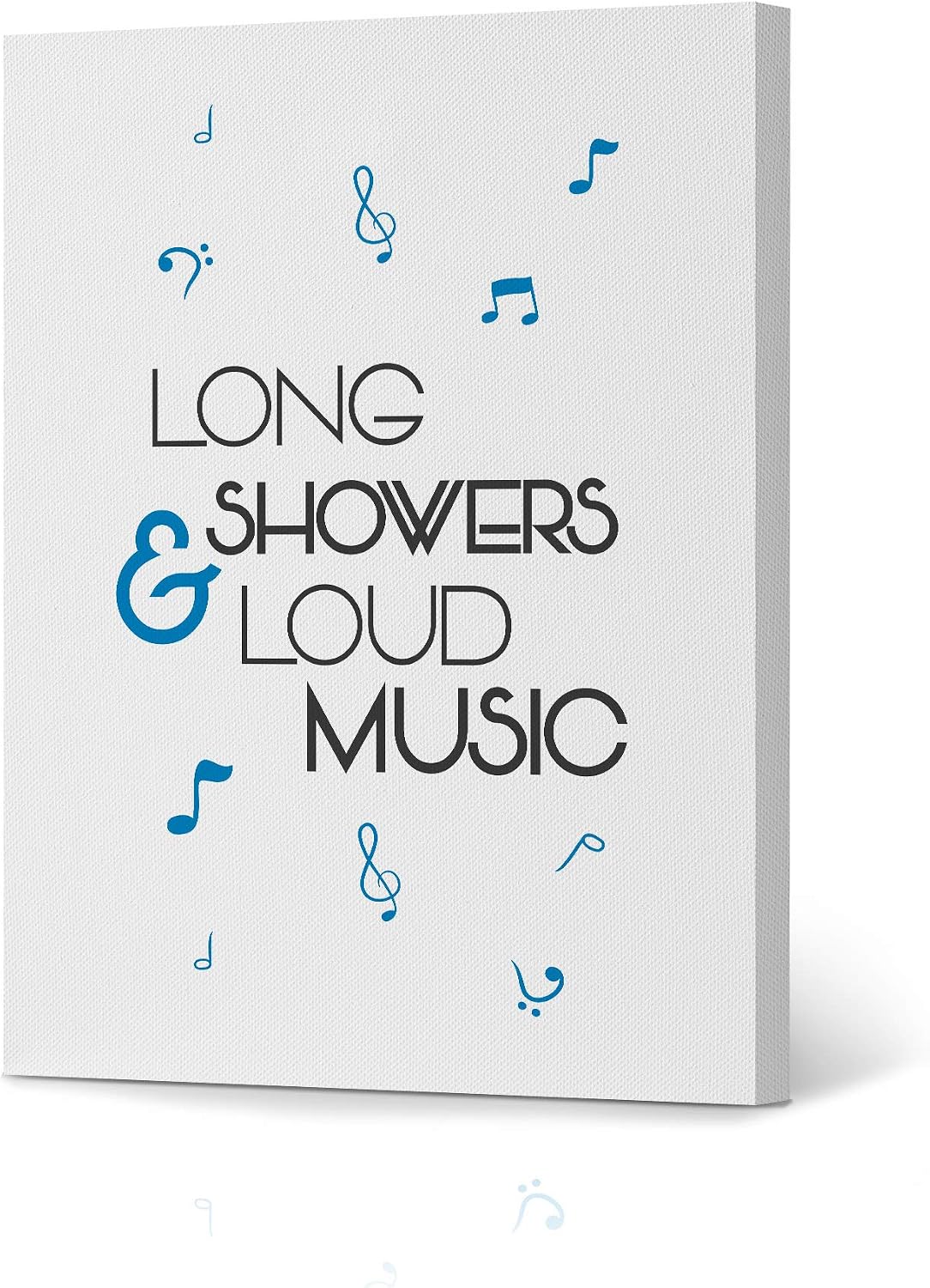 HB Art Design Long Showers and Load Music Funny Bathroom Quote Saying Canvas Print Wall Art Bathroom Decor Music Notes Kids Nursery Bathroom Sign Accessories Toilet Gift Ready to Hang 12x8 inches