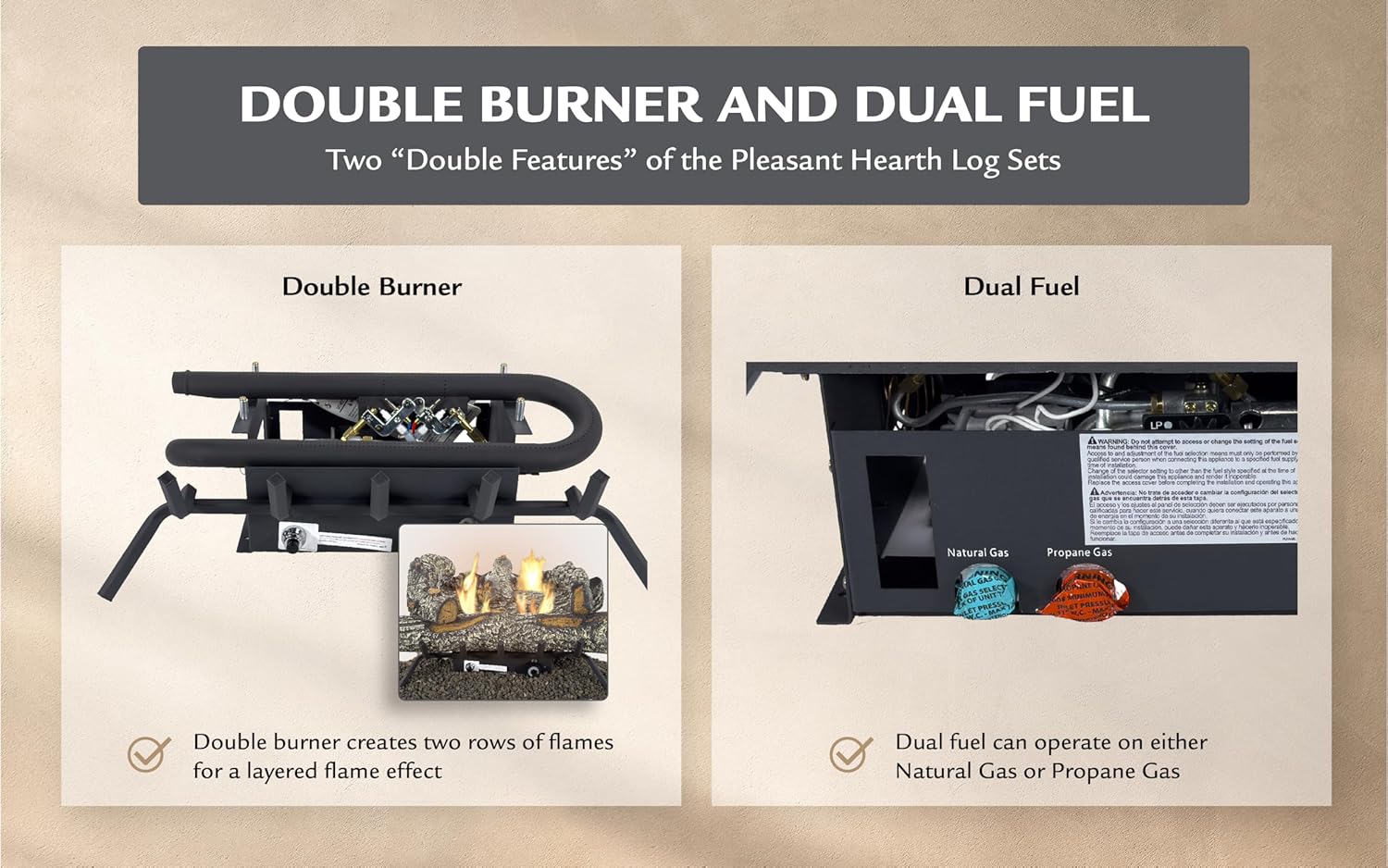 24-in Southern Oak Vent Free Gas Log Set 30,000 BTU's
