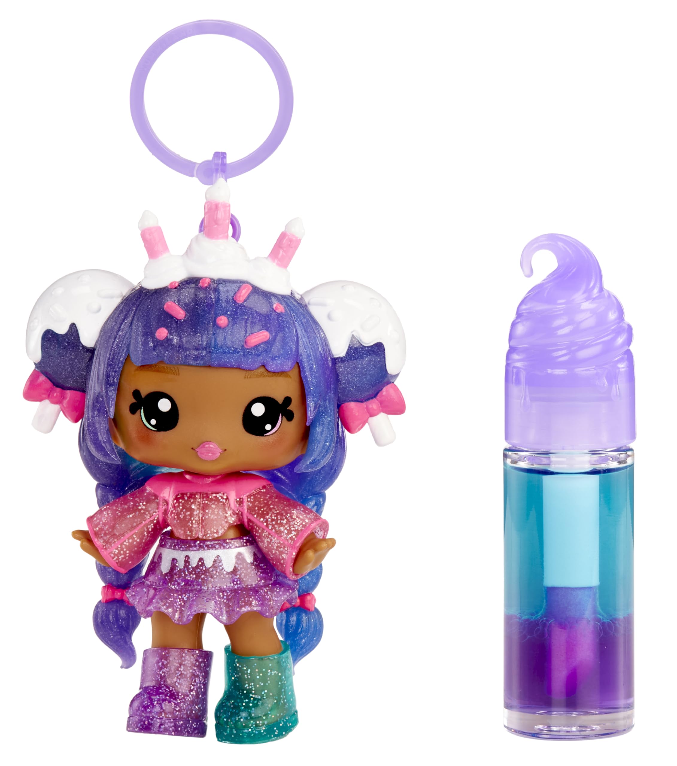 Yummiland Lip Gloss Doll: Mystery Color Change - Carly Cakepop: Include 1 Bambola, Lucidalabbra fai da te + Portachiavi rimovibile, Gioco cosmetico. Collezionabile. Età 4+