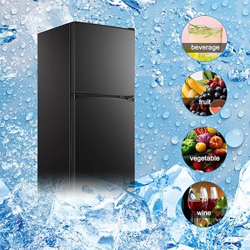 Miniatura 6 de WANAI Mini refrigerador de doble puerta de 4.5 pies cúbicos con congelador, refrigerador pequeño con 7 modos de temperatura, estantes extraíbles,