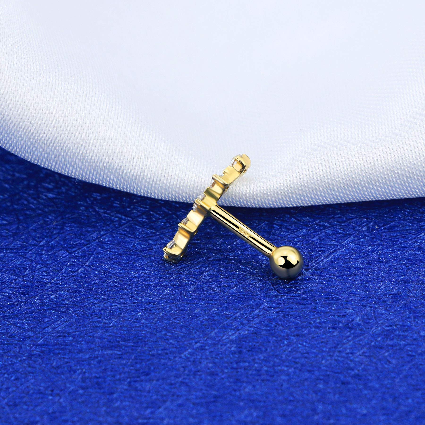 OUFER Orecchini placcati oro per cartilagine 16G a croce/stella AAA+ CZ Forward Helix Piercing Ear Conch Piercing Superiore Trago Orecchini Gioielli Donne Ragazze Regalo