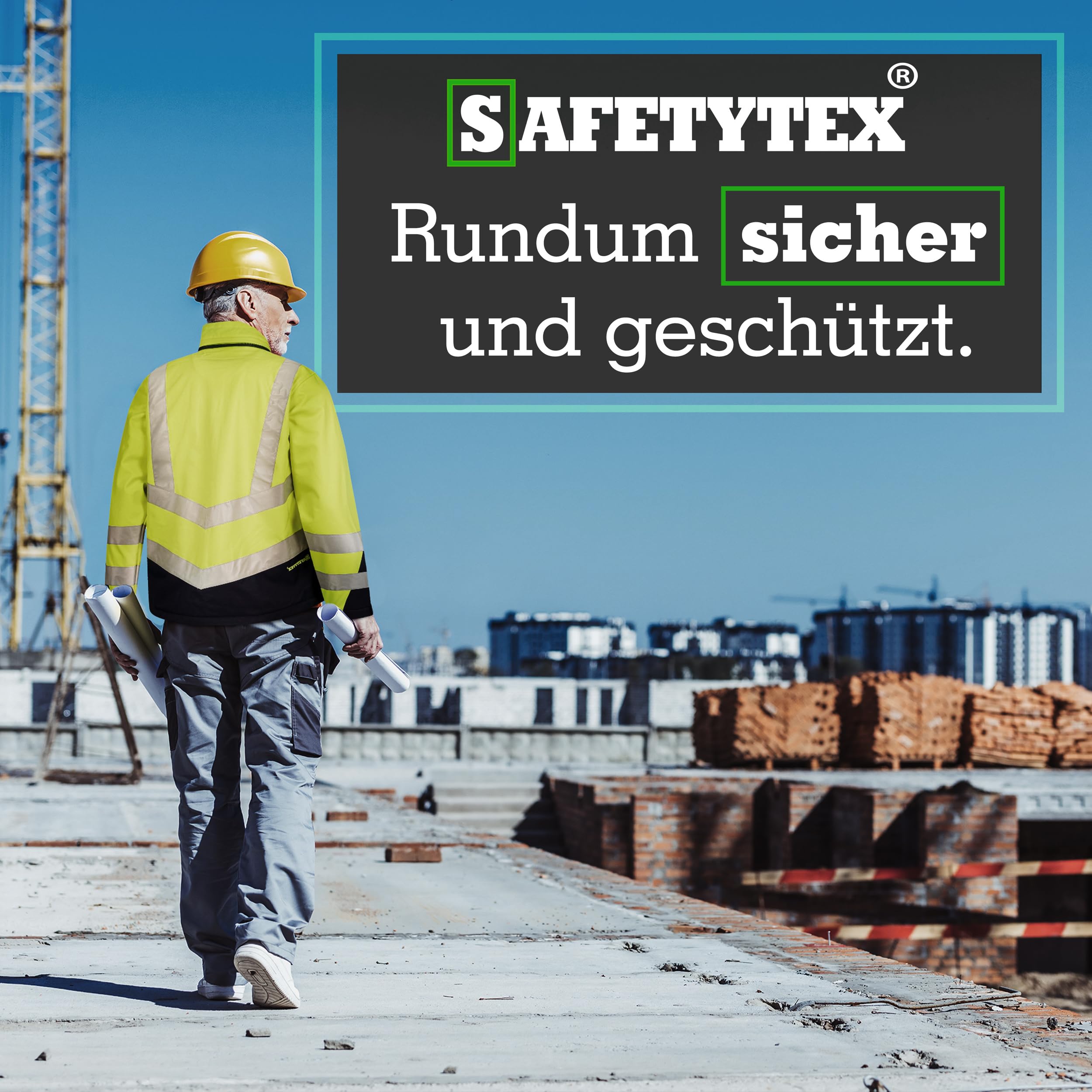 Safetytex Warnschutz Softshelljacke - Wind- und Wasserdicht - Atmungsaktiv - Hoch Sichtbar - Arbeitsjacke in verschiedenen Farben und Größen
