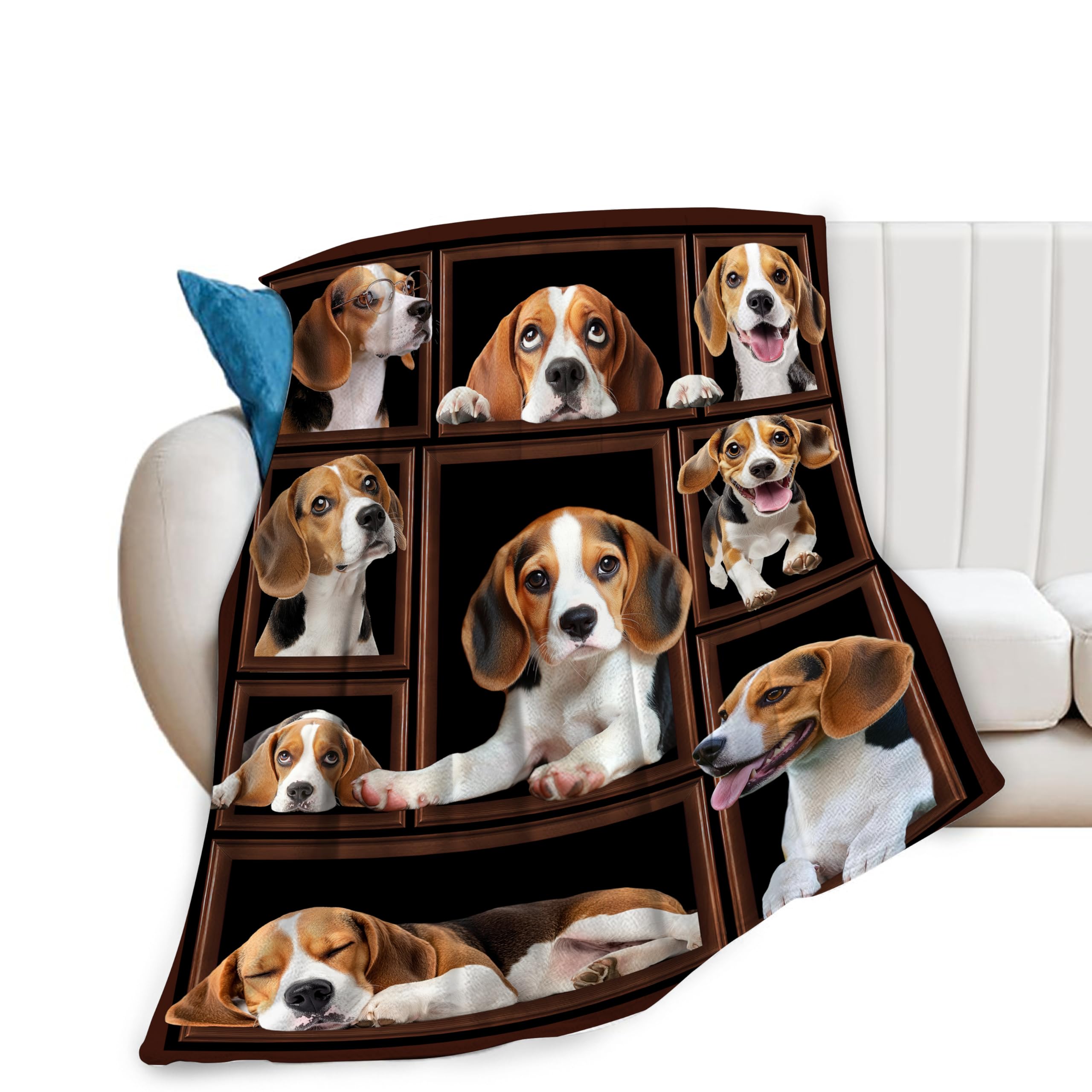 Uphomart Beagle Gifts Blanket, Dog Throw Blankets, Beagle Stuff for Women Boys Girls Men Lover Adult Cozy Fleece Flannel Bedding Animal Plush for Couch Sofa Bed 40"X50"