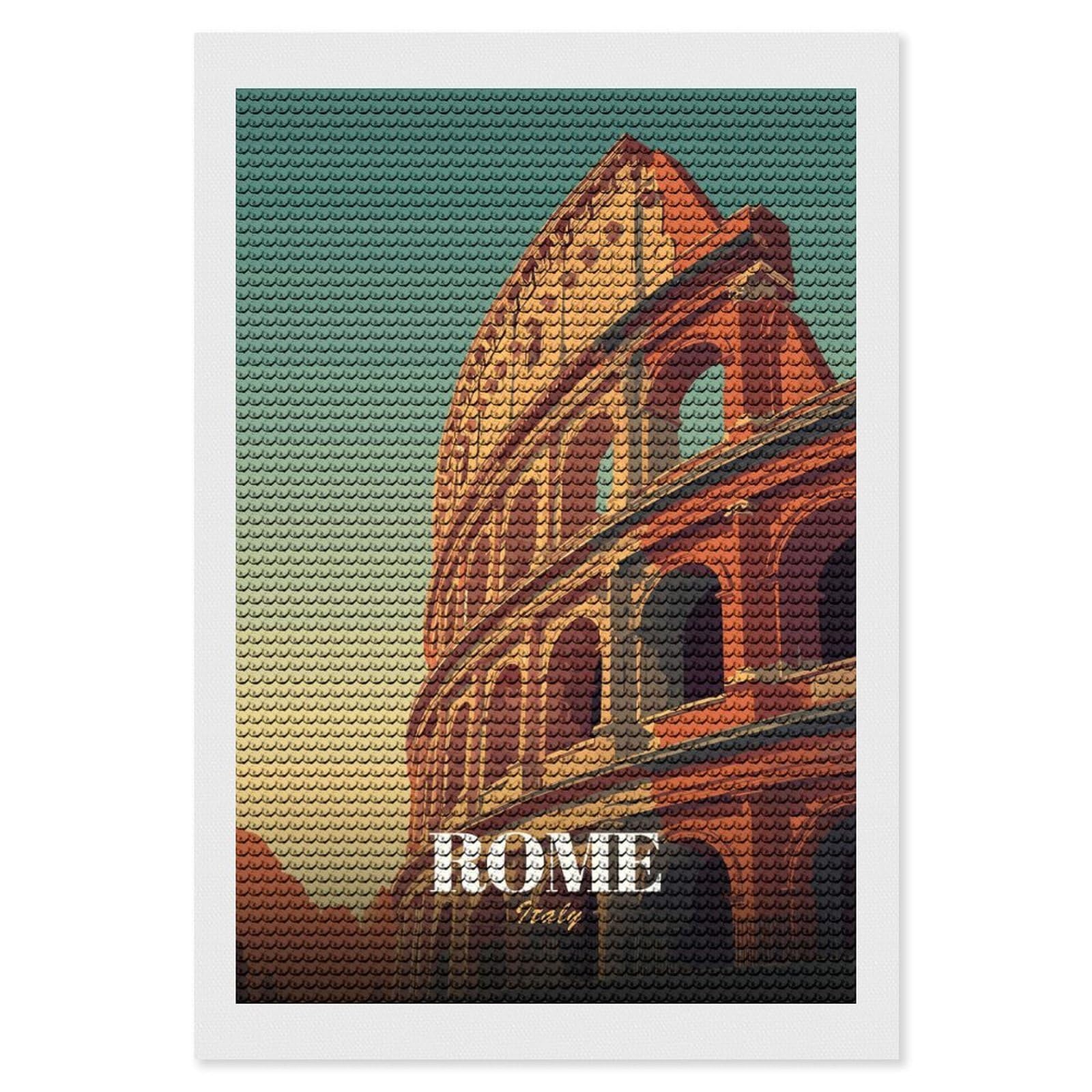 Junmoney Rome Colosseum Italy Travel Diamond Art Canvas 8"x12", for Adults, Pleasing Wall Art Project, Modern Decor, Gift Idea, Nice Detail and Sparkle