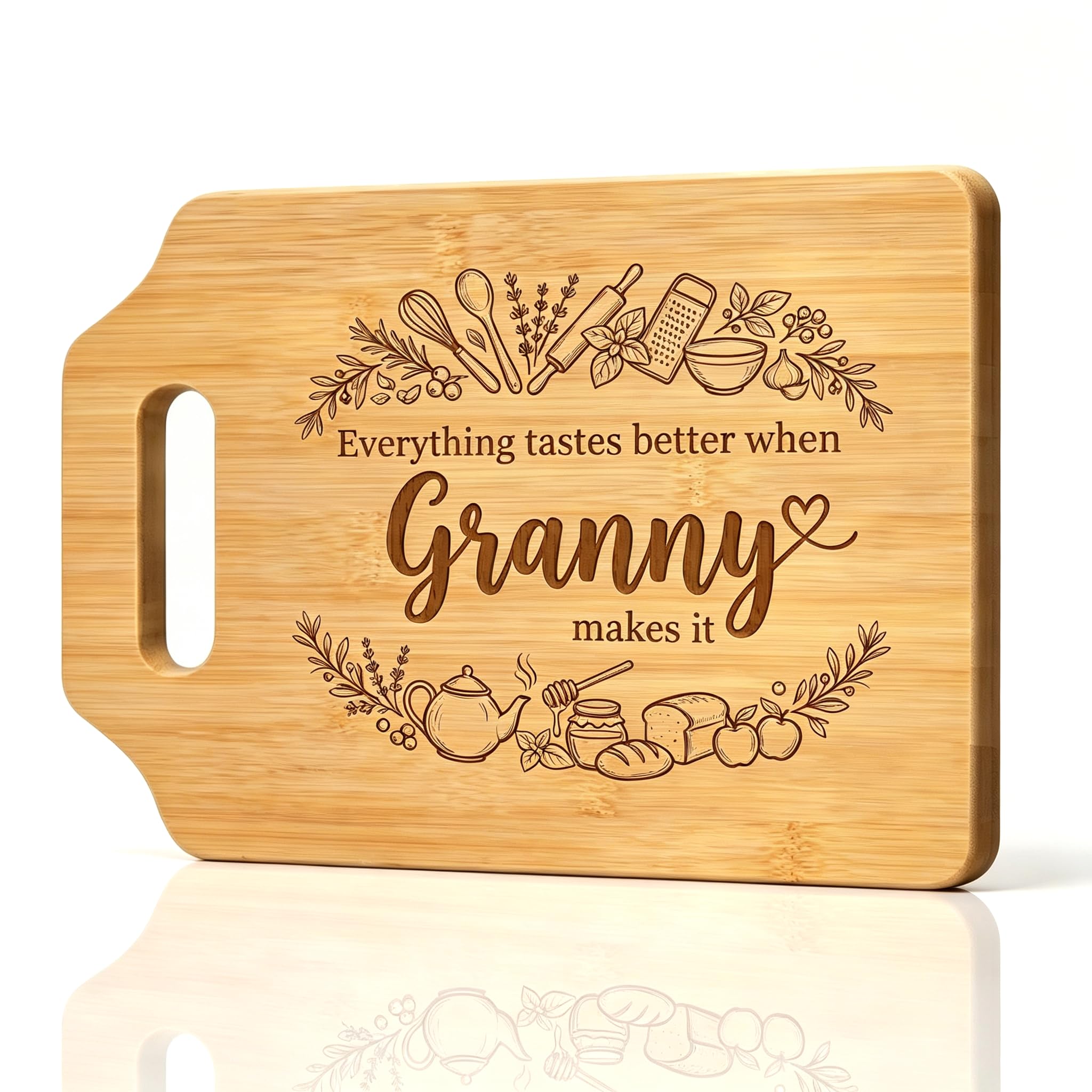Gifts for Granny, Cooking Presents for Grandma, Personalised BBQ Gift from Grandchildren, Unique Kitchen Bamboo Chopping Board for Nan, Creative Gifts On Birthday Christmas Mothers Day