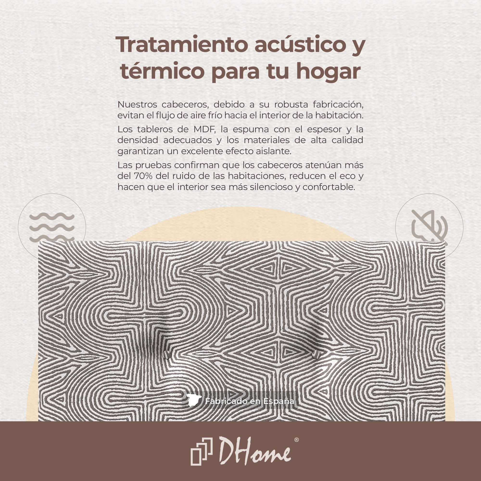 DHOME Cabecero Tapizado en Tejido Luxury Liso con Botones cabeceros Cabezal tapizado Cama Lujo (Tribal, 135x50cm)