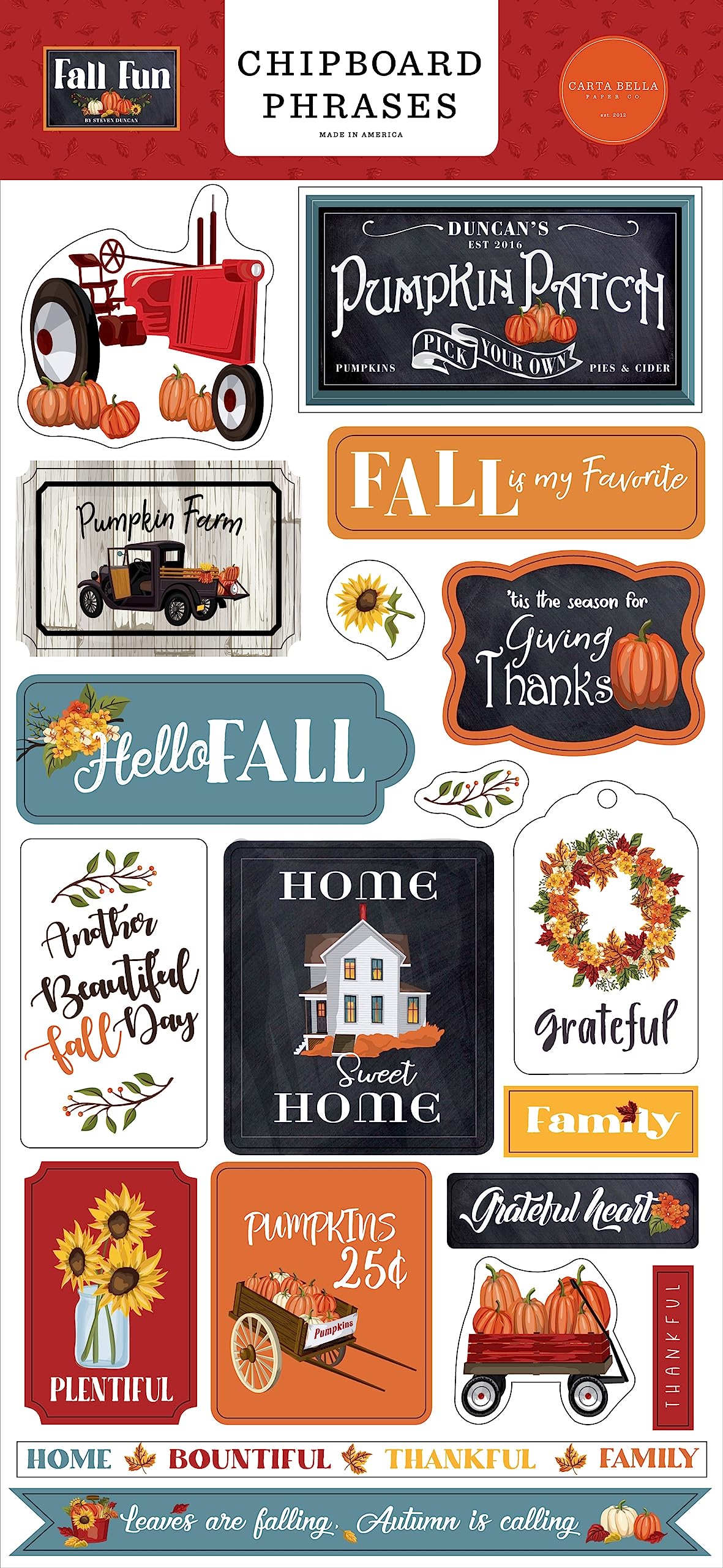 Fall Fun 6x13 Chipboard Phrases