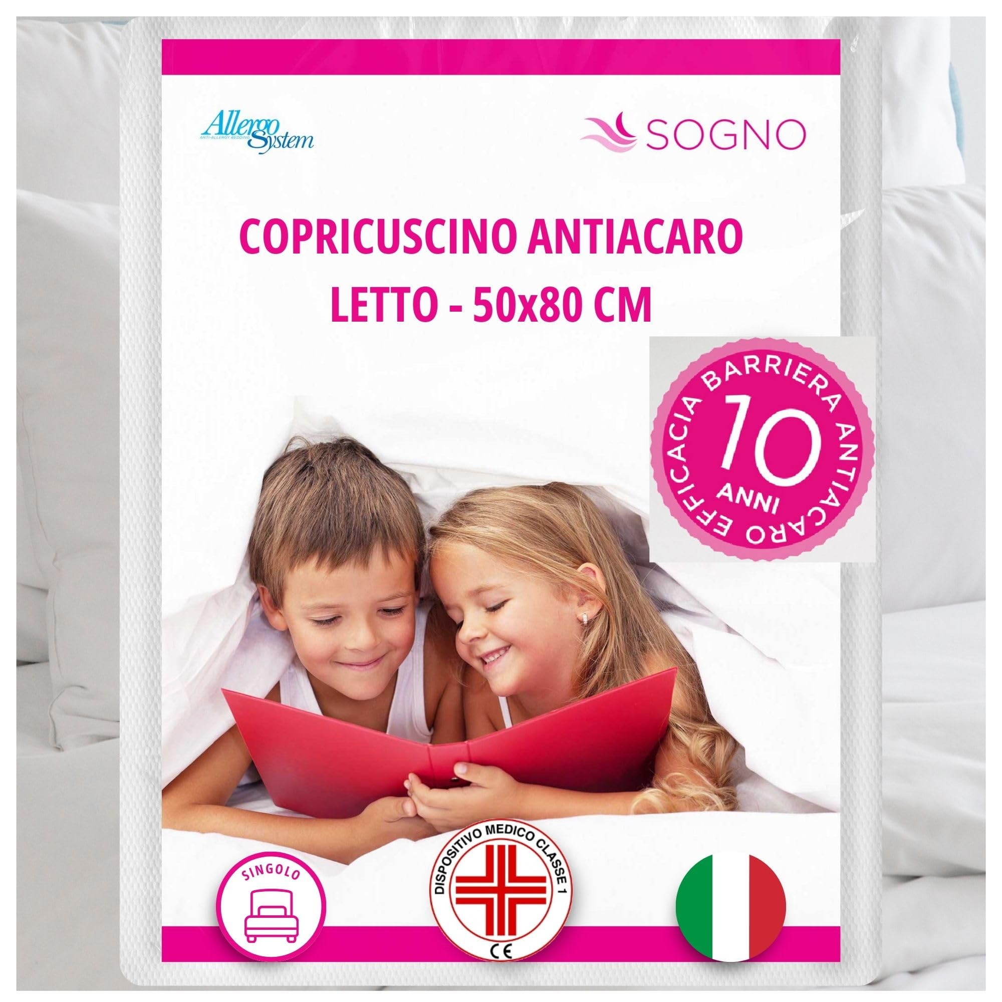 Copricuscino Antiacaro Letto Singolo 40x80cm - Dispositivo Medico, Made In Italy, Linea Nuvola - Foto 3