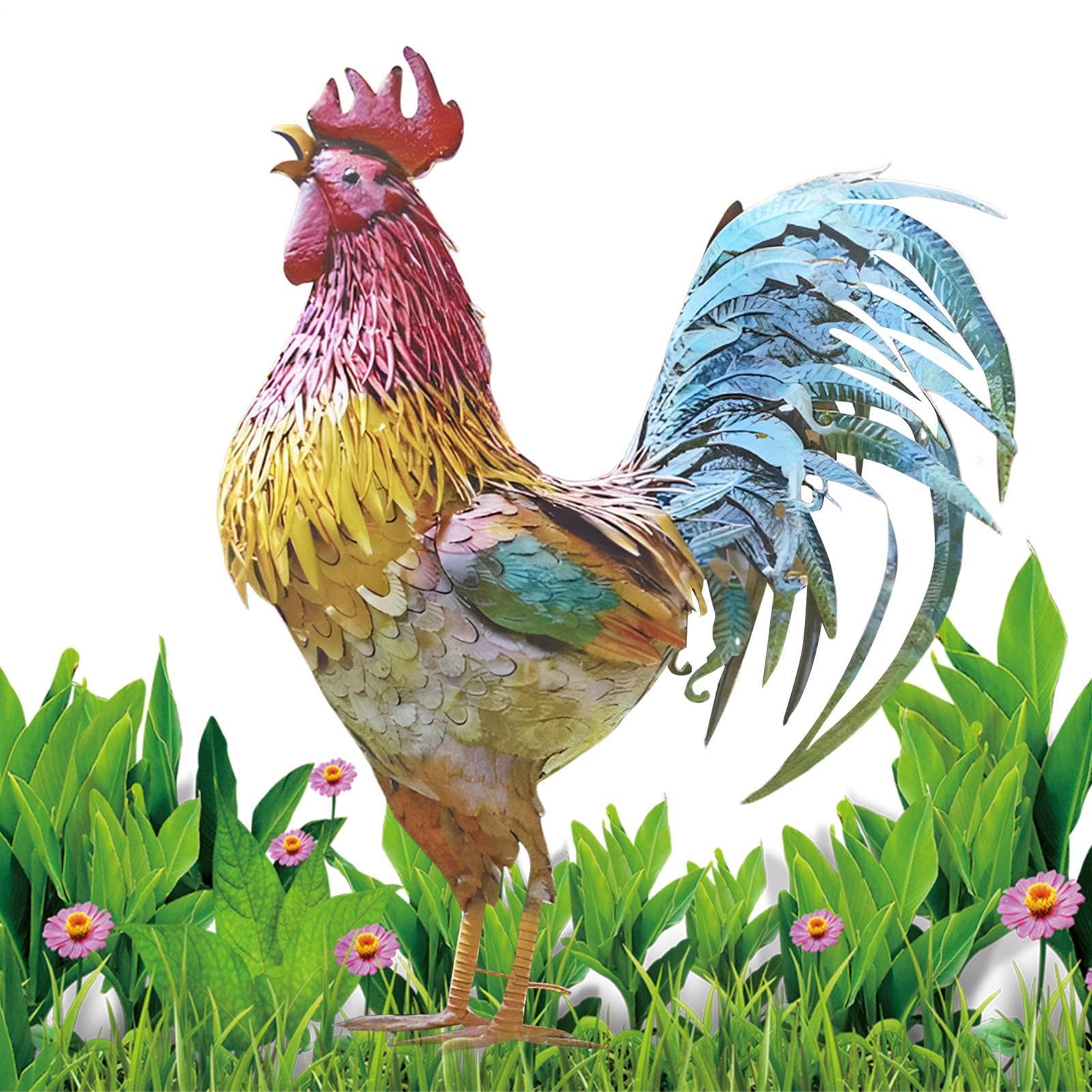 Piquet de jardin 2D coq décoratif pour aménagement extérieur et pelouse de patio