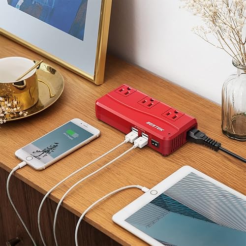 Miniatura 9 de BESTEK - Adaptador de viaje universal convertidor de voltaje de 220 V a 110 V con carga USB de 6 A y 4 puertos, y adaptador de enchufe de Reino