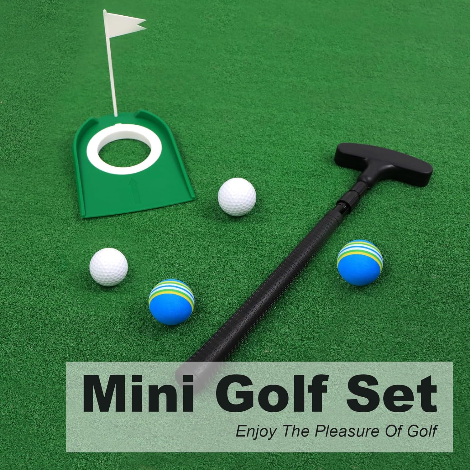 Adjustable Golf Putter, Two-Way Kids Putter for Right & Left Handed, Mini Golf Set for Youth & Junior - 1 Kids Golf Club with 4 Golf Balls & Cup with Flag, Golf Putters for Men for Golfer