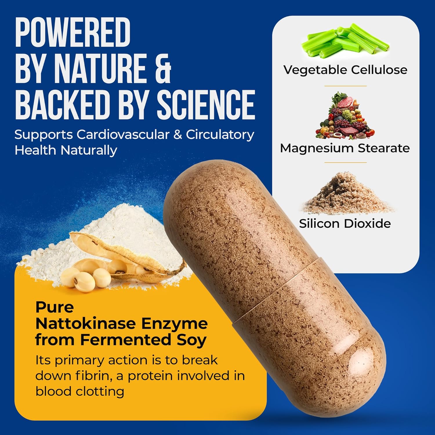 Nature's Nectar Organic Nattokinase supplement 250mg – Double Strength Nattokinase 5000 fu Natural Blood Thinner Supports Cardiovascular & Blood Circulation Health – Non GMO & Gluten Free, 90 Capsules