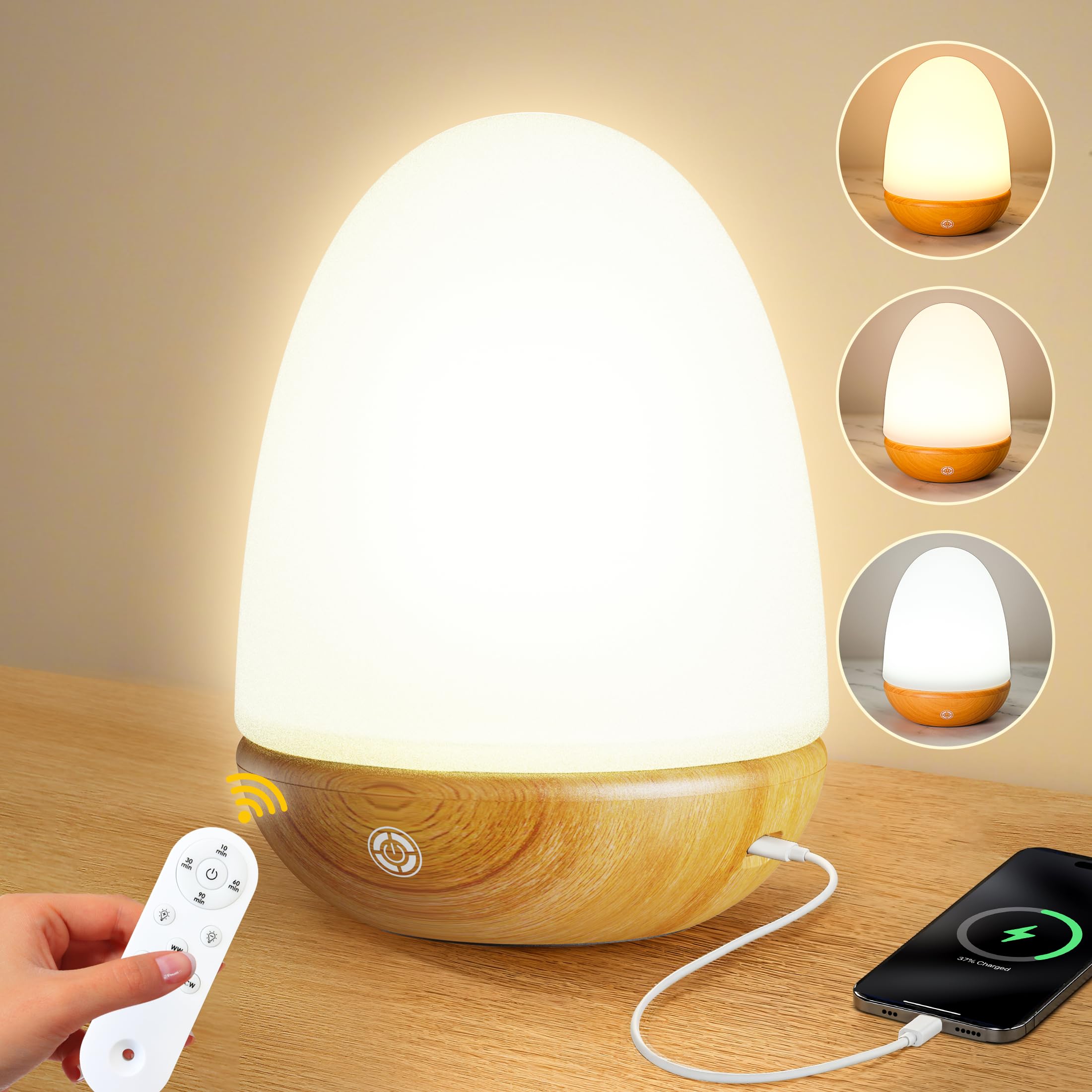 OYADISIIOP Tageslichtlampe, 15000 LUX Lichttherapielampe mit Fernsteuerung, Tageslichtlampen mit Einstellbaren Lichtfarben, Helligkeiten und Timer, LED Simulation von Tageslicht(Helle Holzmaserung)