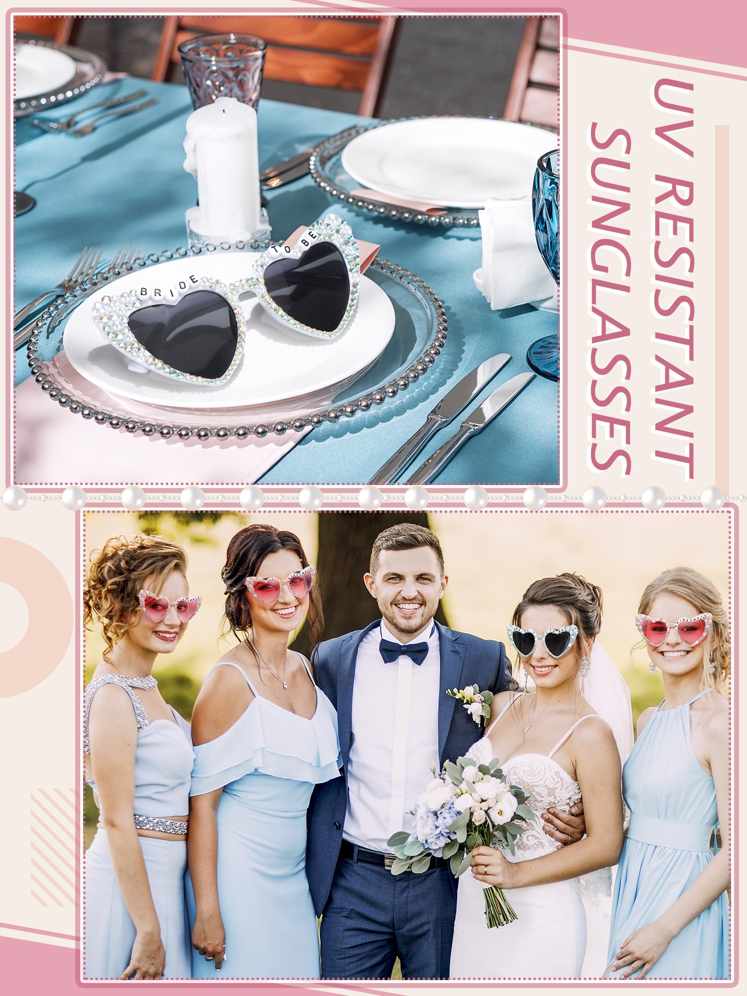 12 gafas de sol para novia para despedida de soltera, boda, fiesta, regalos, accesorios