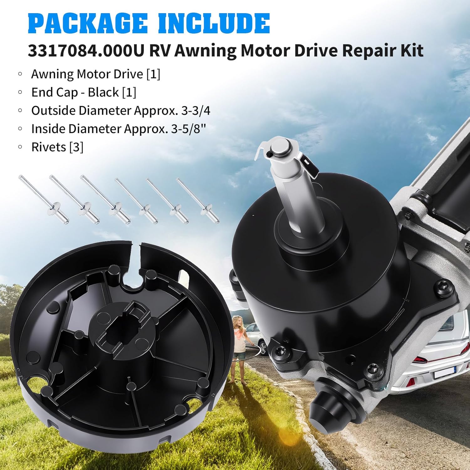 3317084.000U RV Awning Motor Drive Repair Kit Compatible with Dometic 9200 Series Power Awnings, Replace# 3316605.001, 3316605.017