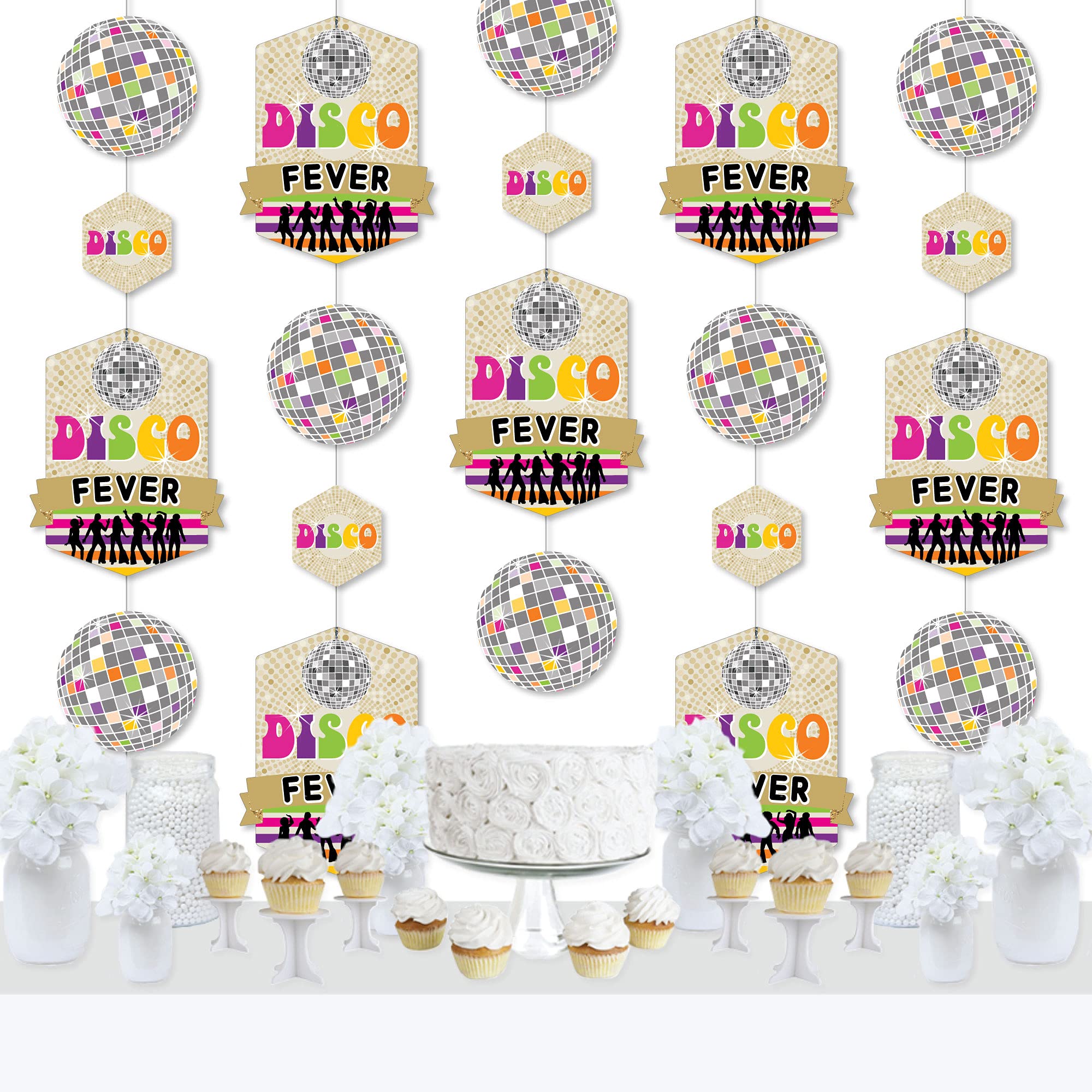 Big Dot of Happiness 70’s Disco - 1970s Disco Fever Party DIY Dangler Backdrop - Hanging Vertical Decorations - 30 Pieces