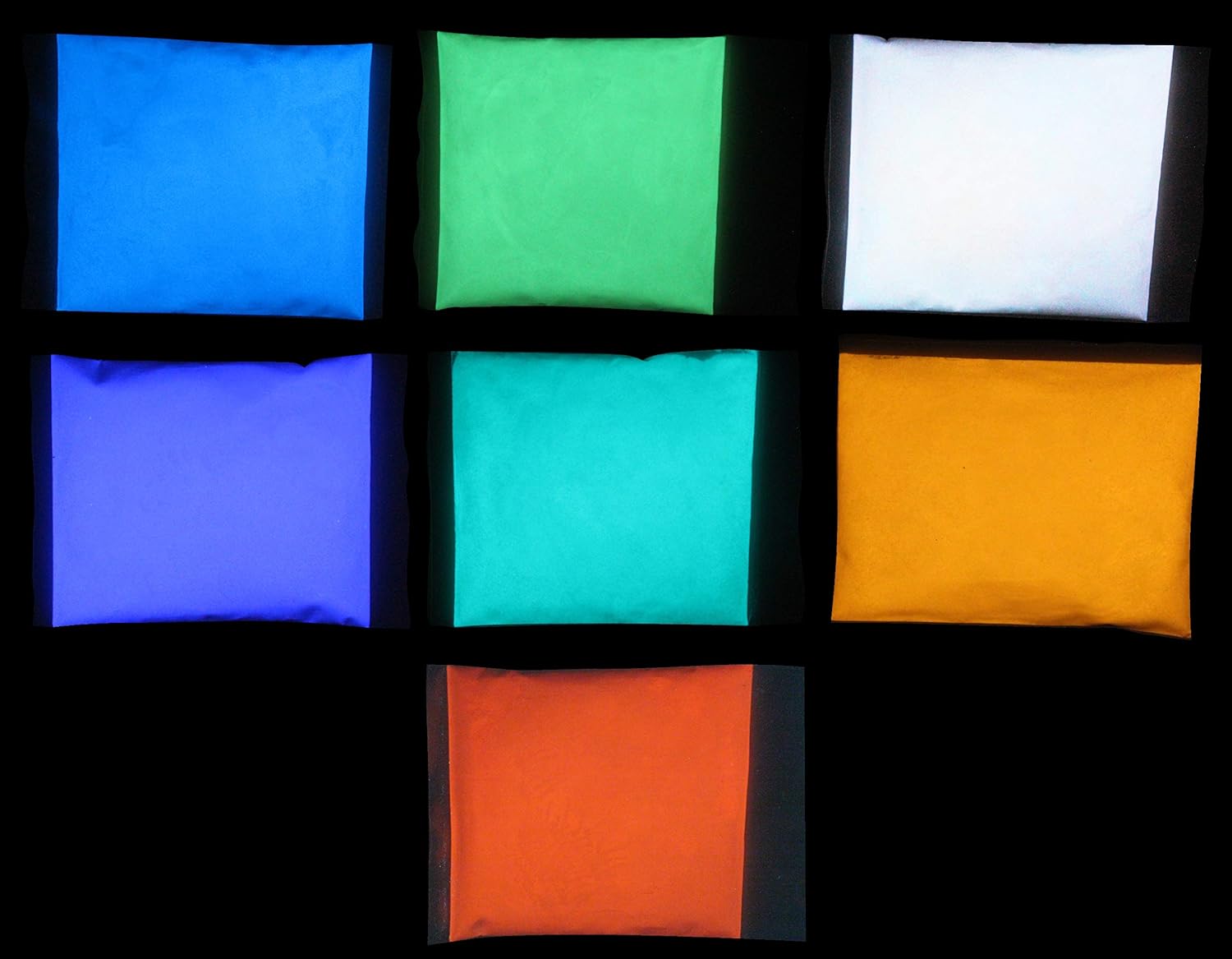7 Color Glow in the Dark SAMPLE Set Invisible Neutral Strontium Aluminate Pigment powder