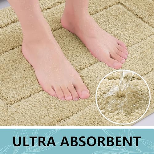 Miniatura 3 de Buganda Tapetes de baño, de 47 x 24 pulgadas, de microfibra suave y absorbente, antideslizante, lanudo y lavable a máquina, para suelo de baño,