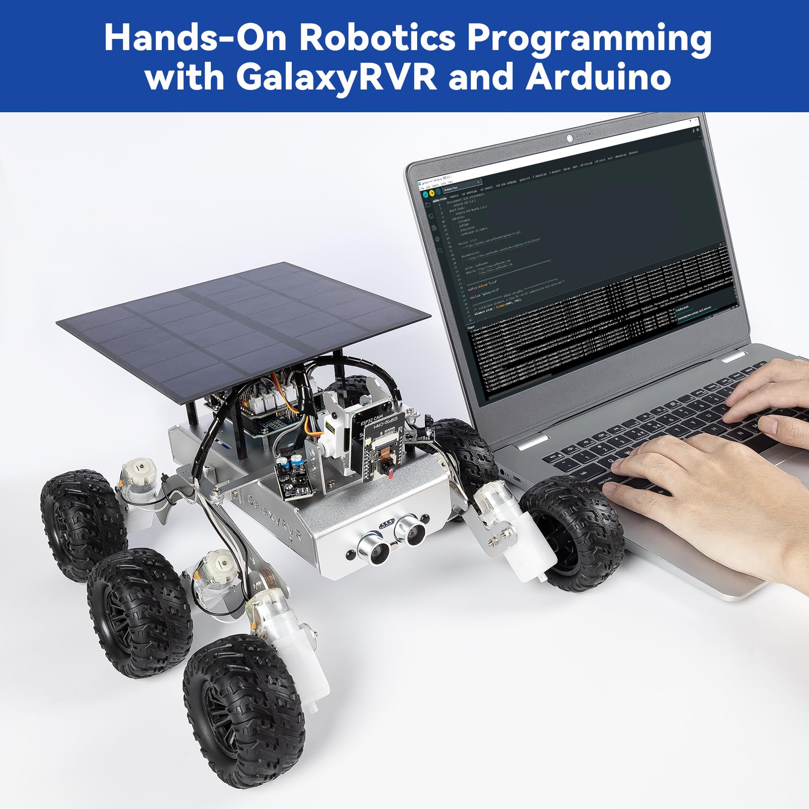 SunFounder GalaxyRVR Mars Rover STEM Kit per Arduino, compatibile con Uno R3, sospensione Rocker-Bogie, Scratch, C, fotocamera, FPV, batteria ricaricabile, per studenti, educatori, ingegneri