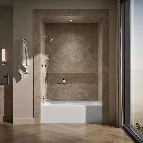 Miniatura 4 de KOHLER 505-0 Mendota - Bañera de hierro fundido de 60 x 32 pulgadas con drenaje izquierdo, bañera con delantal integral y soporte lumbar, color