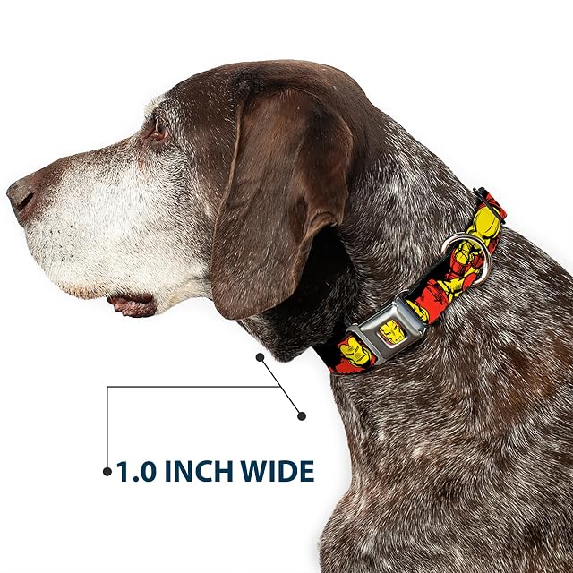 Foto 6 de 8 de Buckle Down 9 - 15 "" ima-Iron Man Face Rojo/Amarillo Collar de Perro