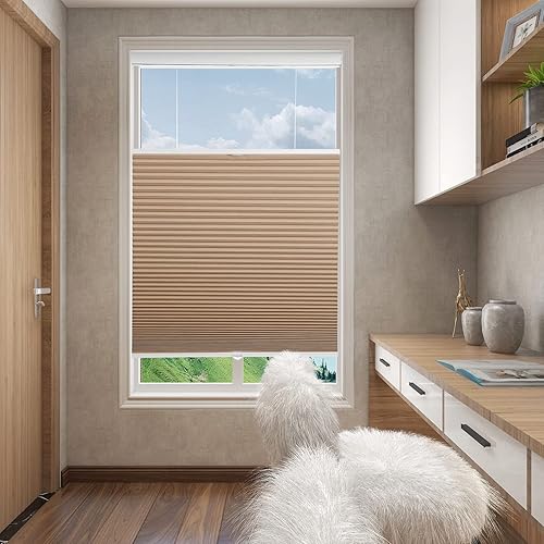 Miniatura 118 de Changshade Persianas celulares opacas de arriba hacia arriba, sin cordones, para ventana de interior, aislamiento térmico, persianas de panal