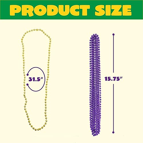 Miniatura 4 de JOYIN 12 PCS Mardi Gras Metallic Beads Necklaces, Mardi Gras Accessories Throws Beads Bulk for Party Favor