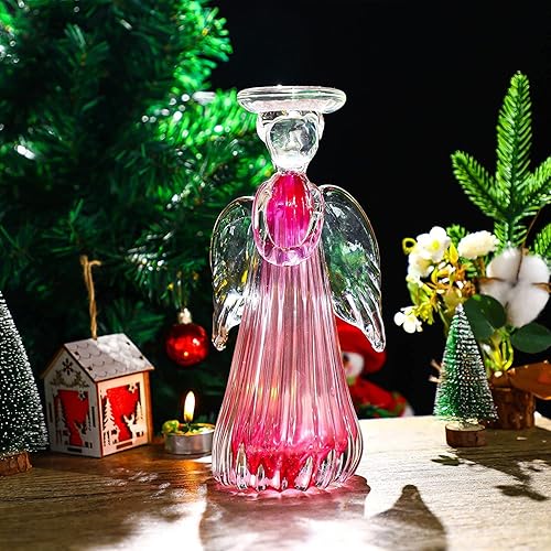 Miniatura 5 de QFkris Figura de ángel de la guarda de cristal de 10 pulgadas, coleccionable, diseño de ángel decorativo para el hogar, regalo de recuerdo